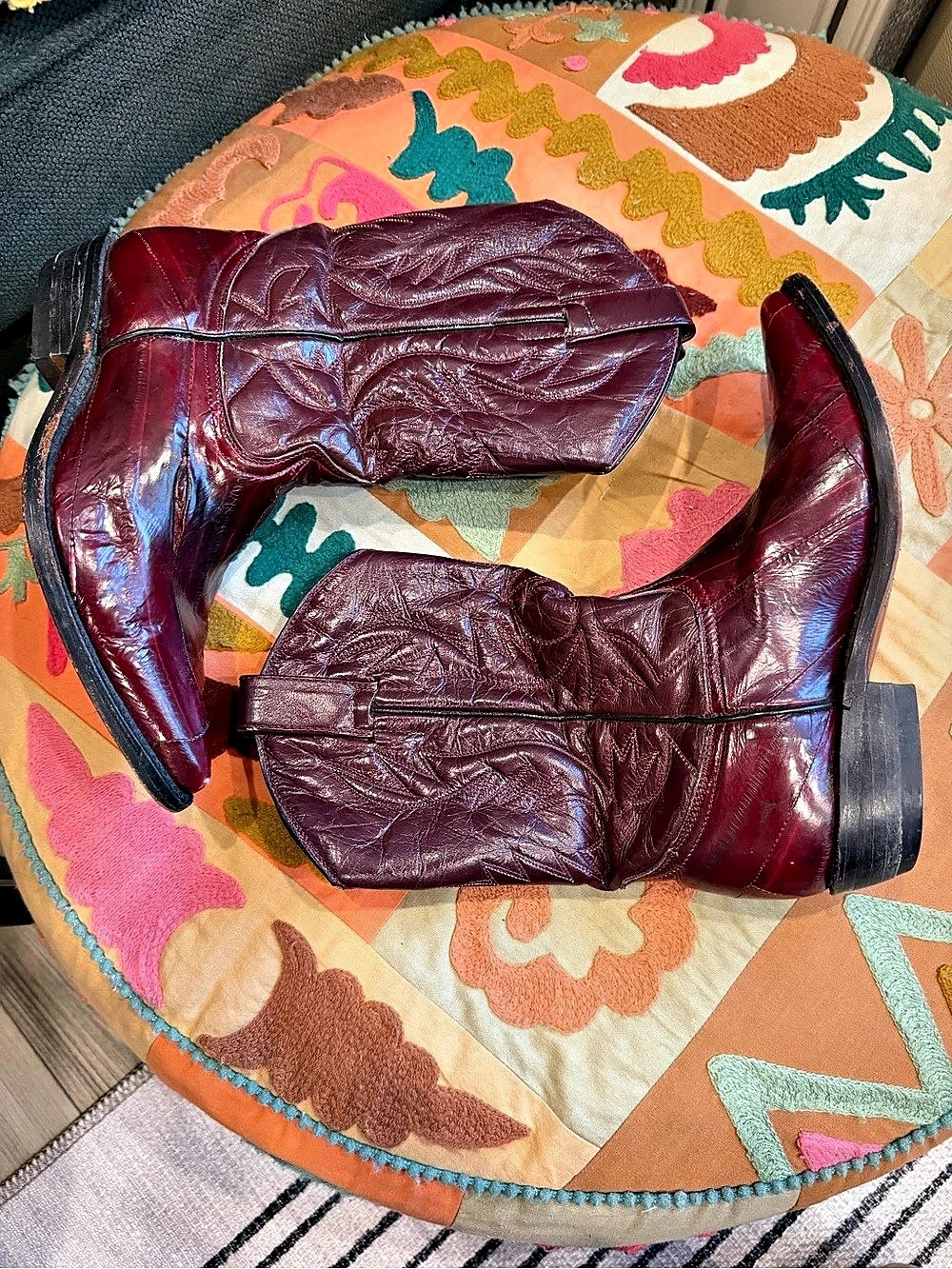 Vintage Nocona Women’s 6 Oxblood Leather Cowboy Boots Western USA Boho Rare Chic